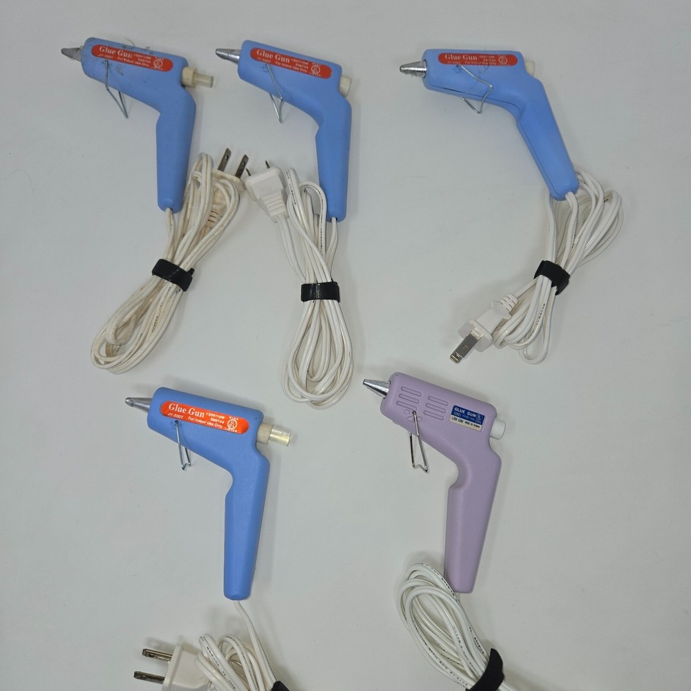 Craft Glue Gun Lot of 5 JY-2007 Blue and Purple All Working Compact 4" x 4"